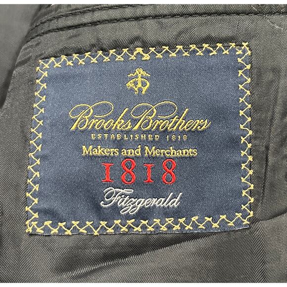 13-19 BROOKS BROTHERS Men's Fitzgerald 1818 Wool Suit Striped Black Size 42R/W36 - Picture 7 of 16
